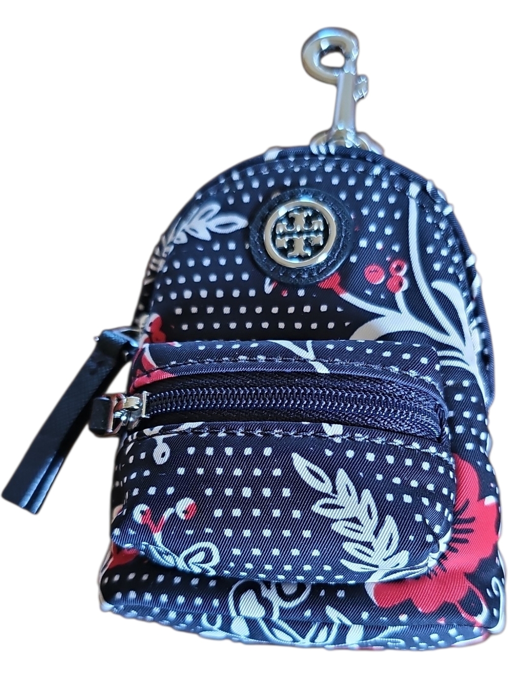 TORY BURCH PRINTED NYLON MINI BACKPACK KEY RING BAG CHARM NWT